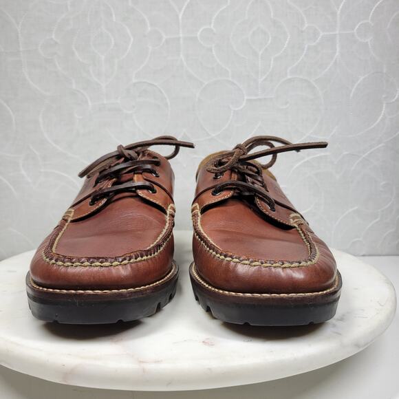 Cole Haan Shoe G Leather Loafers Mens 9.5 Brown Black Vibram Sole Deck Shoes - Picture 2 of 16